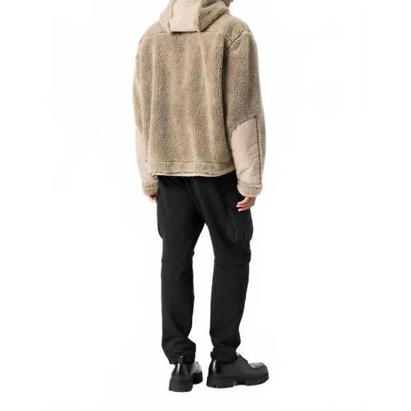 NEW PARAJUMPERS camaglio curly fleece hoodie in mastic